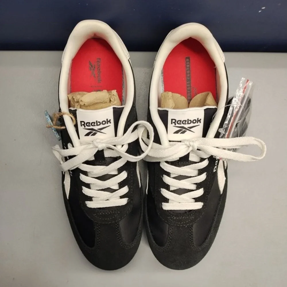 Reebok Comfort Footbed Sneakers Womens US Size 8.5 Black White‎ Running Lace Up
